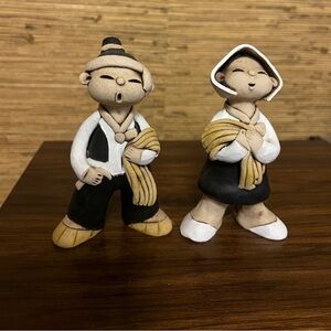 Vintage Korean Clay Figurine Set